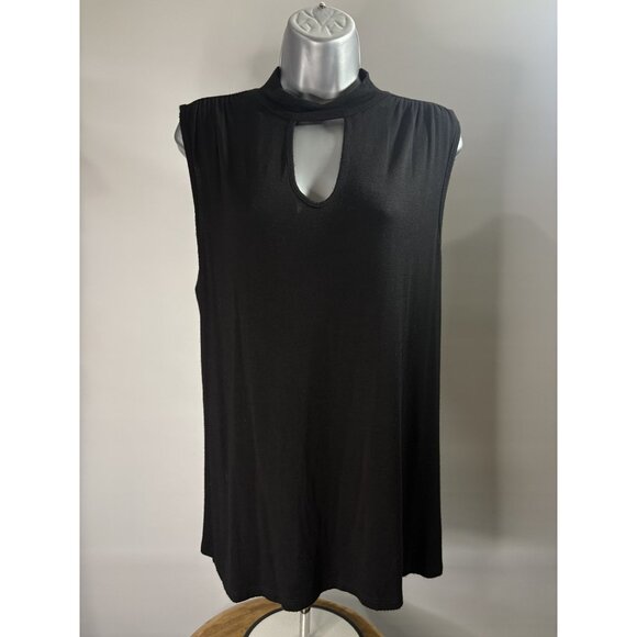 Jennifer Lopez Tops - Jennifer Lopez Black Sleeveless Keyhole Neckline Choker Cut Top Tunic Collar Med
